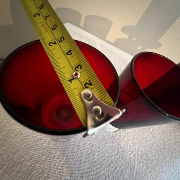 🐳 Goblets Luminarc France Vintage Ruby Red Glasses Clear Stems - Picture 3 of 7